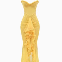 Yellow Ruffle Maxi Dress