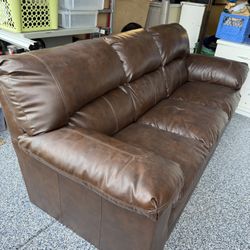 Leather Brown Couch With Recliner Chair 