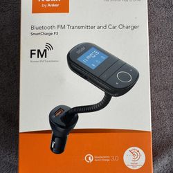 Anker Roav SmartCharge F3 Wireless Bluetooth 4.2 FM Transmitter for Car, Audio Adapter and Reciever Car Kit, 1.44 Inch Display, Dedicated App, Quick C