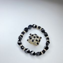 Block & Silver Bracelet + Ring Set