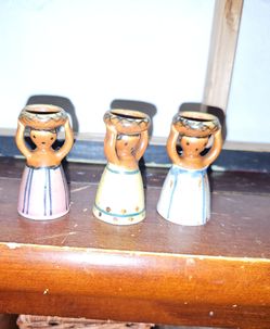 Ceramic Basket-Lady Figurines - Set of 3