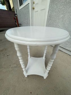 White Round Farmhouse Side Table