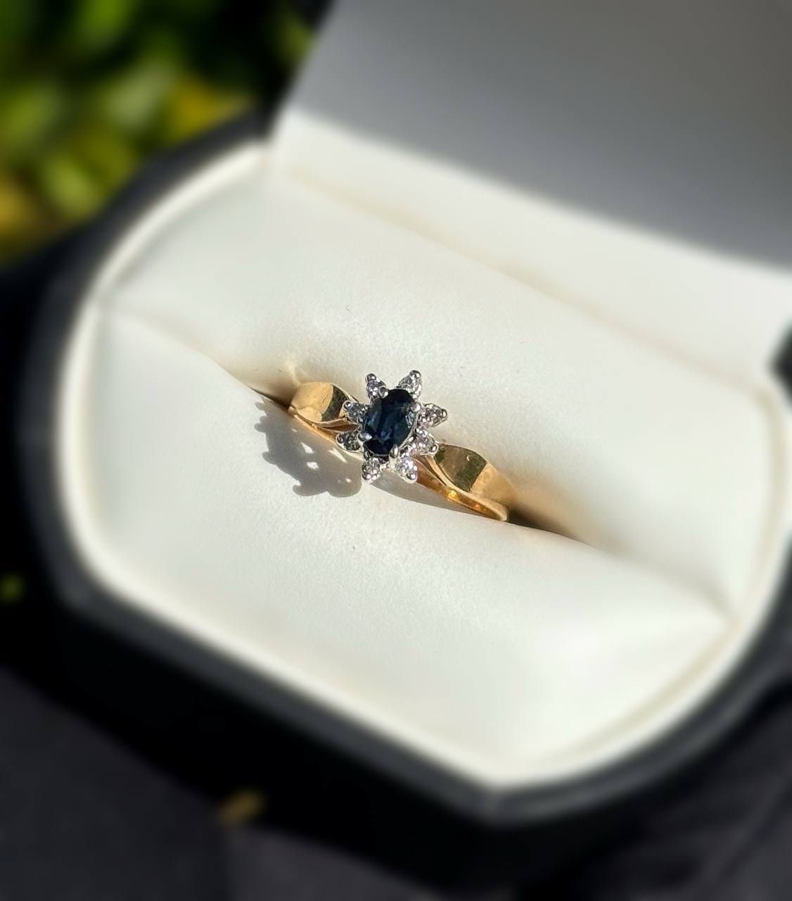 Jewelry 10k solid yellow gold diamond sapphire 0.45CTW ring...