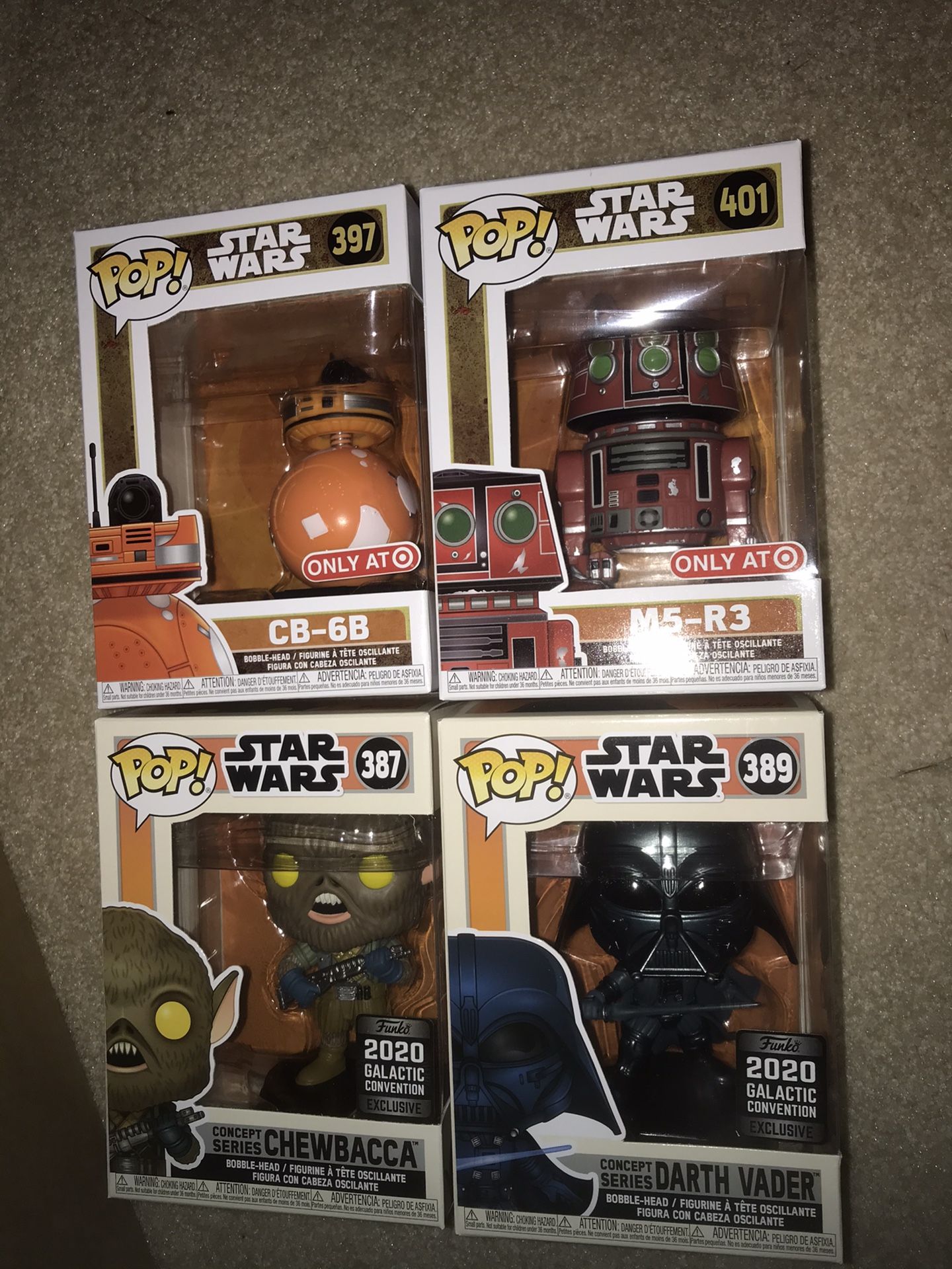 Funko pop exclusive Starwars Chewbacca darth Vader CB-6B M5-R3