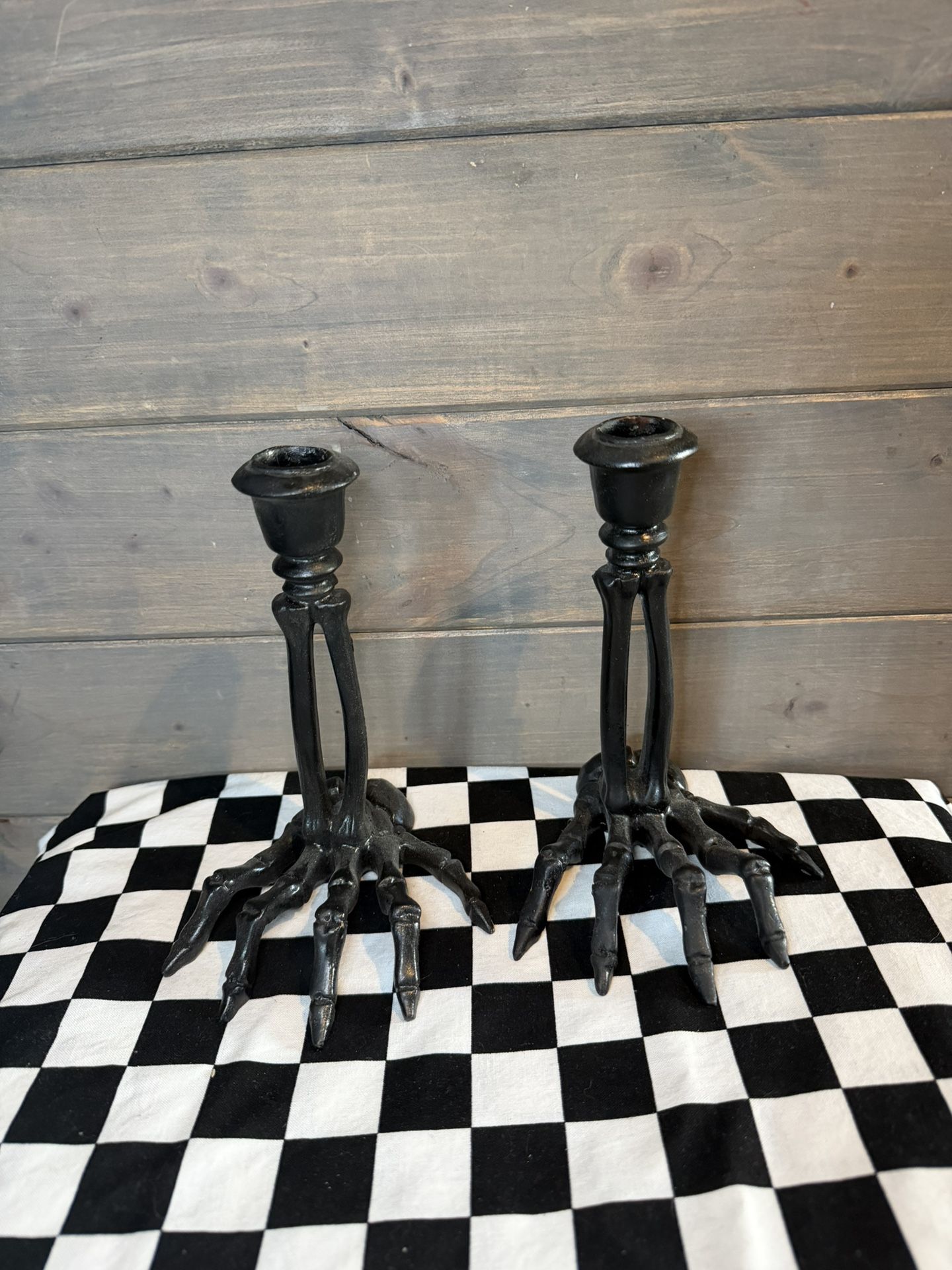 Black Skeleton Hand Candle Holders