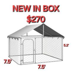 New IN Box 7.5'x7.5' LARGE Dog Kennel Galvanized Metal  ALl Weather TARP Animal Cage Dog CRATE 