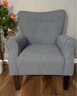 Blue Fabric Wingback Accent Chair