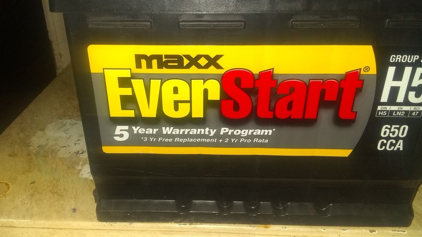 New Maxx Everstart Battery 650 CCA Group Size H5 only $55