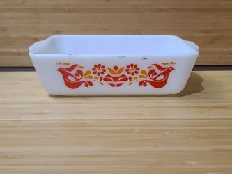 PYREX Friendship 513 1.5 Qt Milk Glass Rectangular Casserole Dish Floral