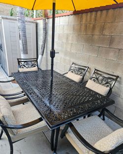 Patio Set 7pc +Cushions and Umbrella/outdoor Furniture/outdoor Dining Set/Cash Only