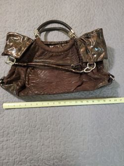 African print dark brown hand/ shoulder bag.