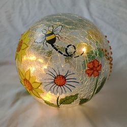6 INCH BATTERY OPERATED LIGHT UP GLASS DECORATIVE SPHEARE