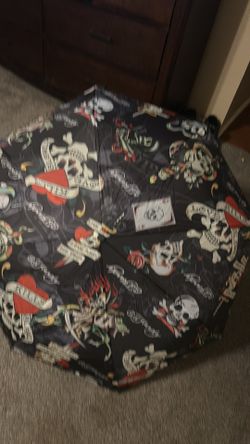 Ed Hardy Umbrella Black With Tattoo Logos Compact