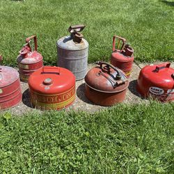 7 Vintage  Metal  Gas Cans