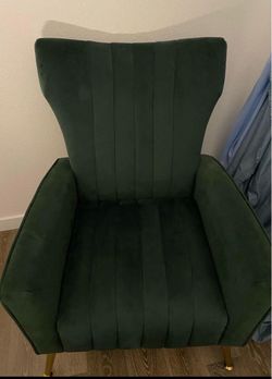 Green Velvet Accent Chair with Gold Legs