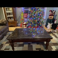 Marble And Wooden Large Coffee Table