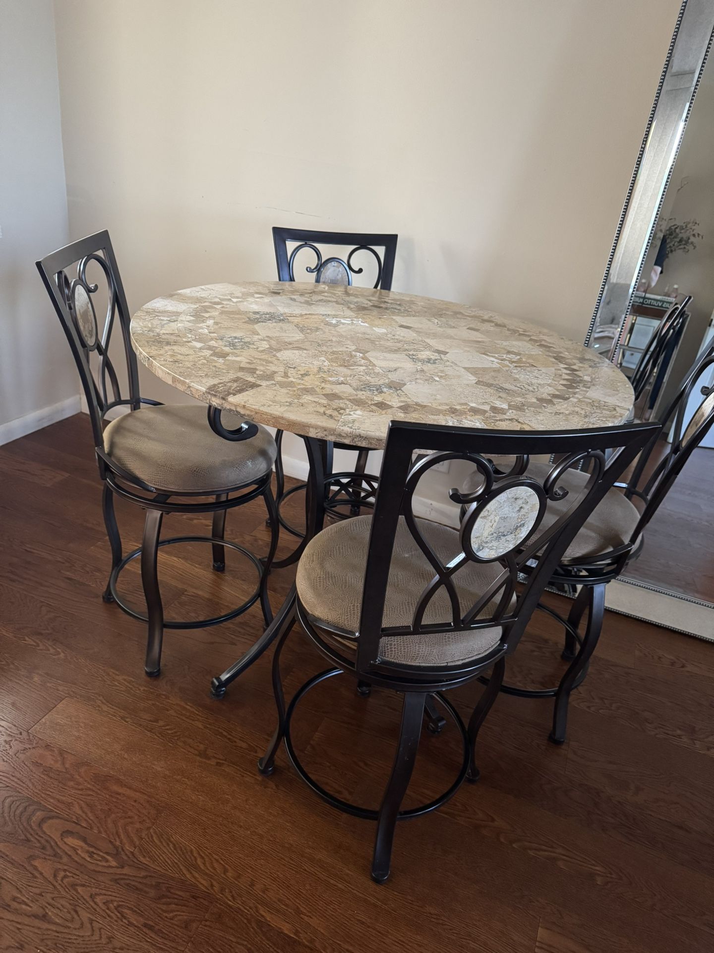 Marble Dining Table Chairs Set