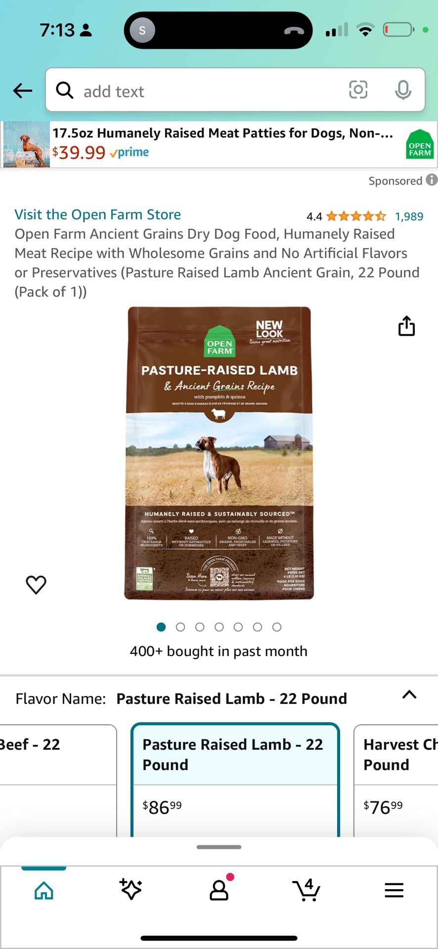 Open Farm Ancient Grains Dry Dog Food, Humanely Raised Meat Recipe with Wholesome Grains and No Artificial Flavors or Preservatives (Pasture Raised La