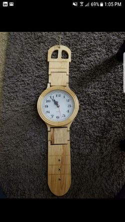 Wooden handmade clock. -$15