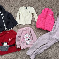 Size 3T/4t Toddler Girl Clothes, Bear Hoodie Jacket, Puma Vest, Polo Cardigan Spring 