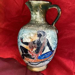 8.5 inch Handmade Hand painted Ceramic Greek Vase Imported From Greece
