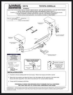 UHaul custom tow hitch for 2003-2017 toyota corolla part# 29174