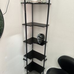 USED-Industrial 5 Tier Corner Shelf Stand Metal Frame Corner Shelves Brown