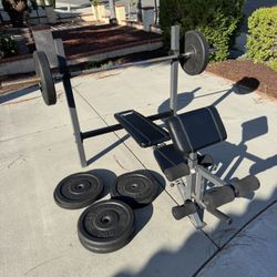 Weights Barbell Bench Press Weight Bench  Rowing Machine 