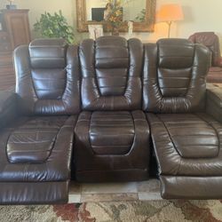 Big  Chief Power Reclining Sofa w/ DropTable & Adjustable Headrest