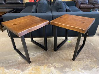 STEVE SILVER CO. Dark Brown Live Edge End Table (Set of 2)