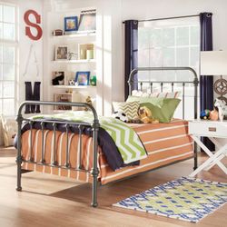 Weston Home Nottingham Metal Twin Bed, Frost Grey Frost Grey - Twin