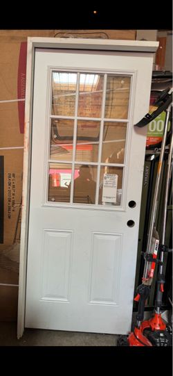32 x 80 in. Left-Hand/Inswing Premium 9-Lite Clear Glass Primed Steel Prehung Front Door No Brickmold by Masonite