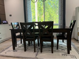 Expandable Butterfly Leaf Dining Table Set with 6 Chairs