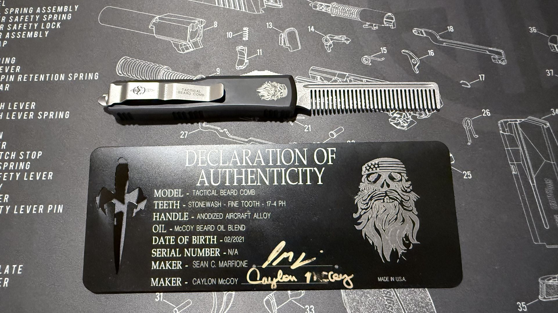 Microtech Marfione Custom Tactical Beard Comb RARE