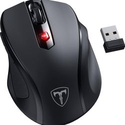 Wireless Mouse, D-09 Computer Mouse USB Cordless Mice for Laptop, Ergo Grips, Lightspeed 5-Level 2400 DPI, 16 Months Battery, Portable for PC Mac Chro