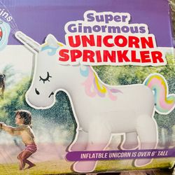 BIG FUN: This huge, inflatable unicorn yard sprinkler stands over 6 feet tall! The magical design and easy use makes this great to own or to give as a