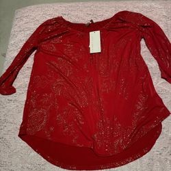 Nwt Womens Red  Small And Medium Amana Blouse Dress Shirt
