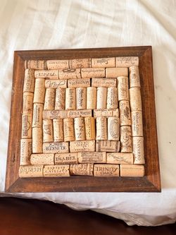 Handmade Wine Cork Trivet in Wood Frame