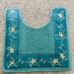Bathroom Turquoise Toilet Seat Carpet 