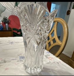 Clear Crystal Decorative Vase Elegant Glass All-Over Pattern