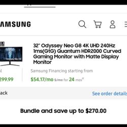 Samsung 32" Odyssey Neo G8 4K UHD 240Hz (GAMING MONITOR)