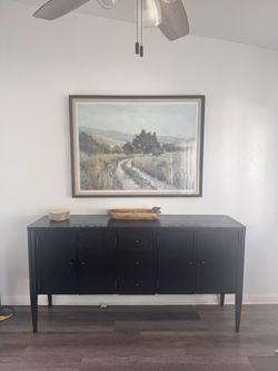 Very Large Landscape Painting Framed Encased In Glass - 37.5 x 49.5