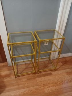 Gold and Glass End Table set of 2