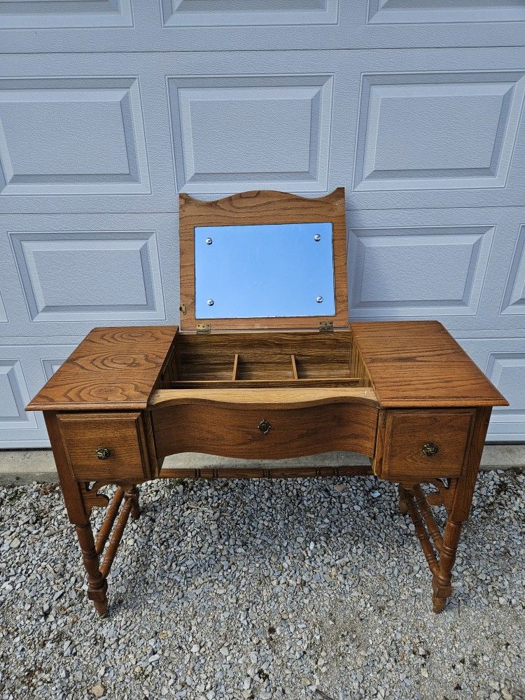 Vintage Antique Wood Vanity Table