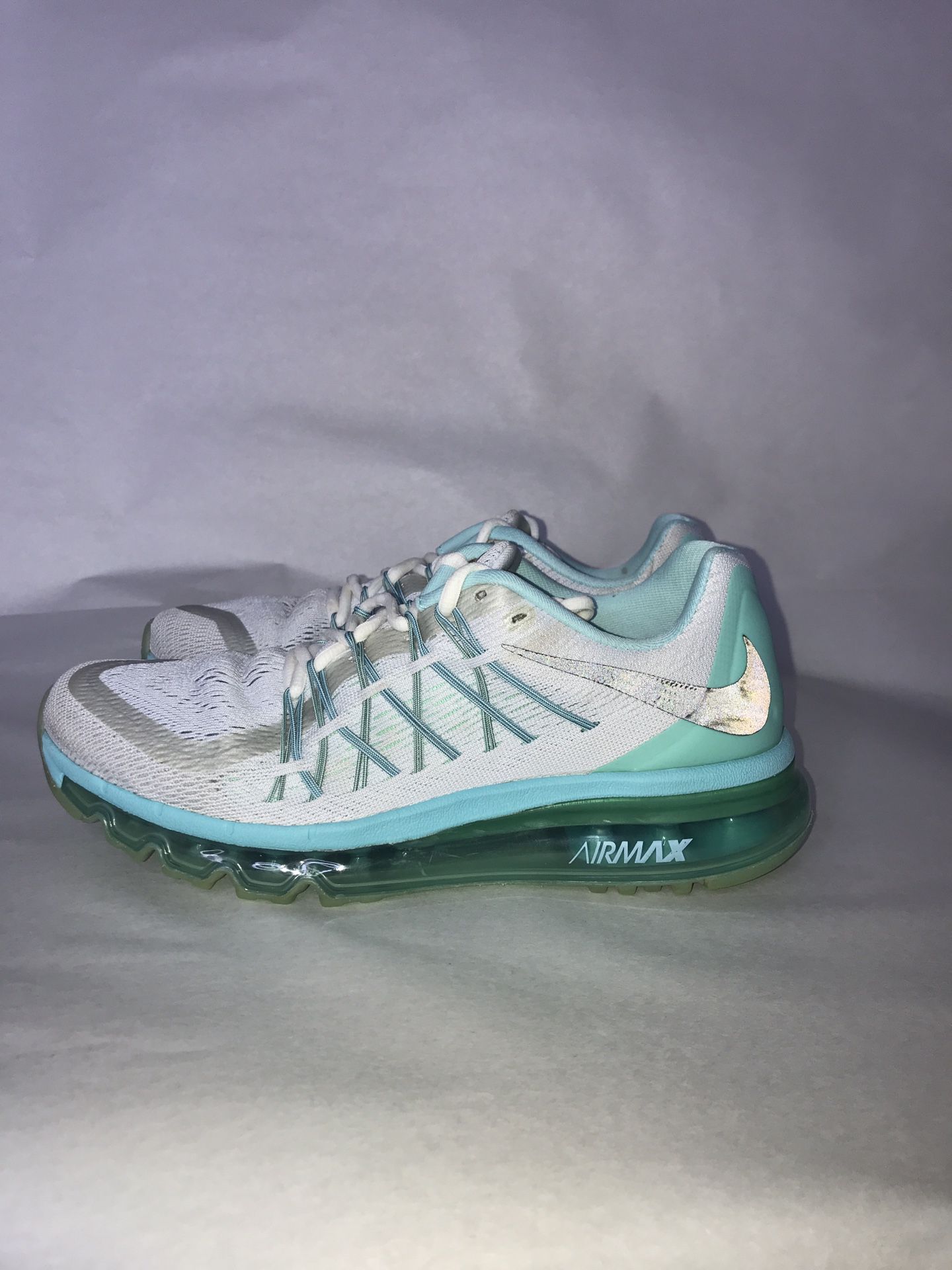 NIKE Air Max 698903-007 Sneaker Shoes White Teal (Size 7.5) T-9