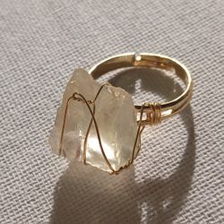 Raw Citrine Crystal Adjustable Ring NEW 