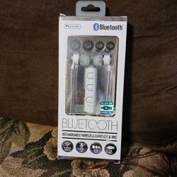 White Bluetooth Wireless Earbuds And MIC