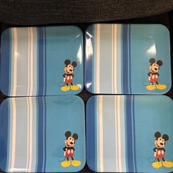 Disney Store Mickey Mouse Melamine Plate Rectangle 11” x 9.25", Set of 4 Plates