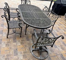 Cast Aluminum Patio Dining Set - Table and 6 Chairs