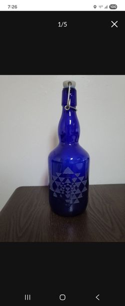 Cobalt Blue Glass Bottle with Swing Top